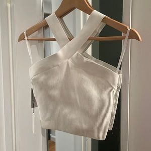 Aritzia Babaton sculpt knit criss cross crop tank